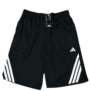 Adidas Men’s Athletic Shorts Black White 3 Striped Logo Drawstring M New